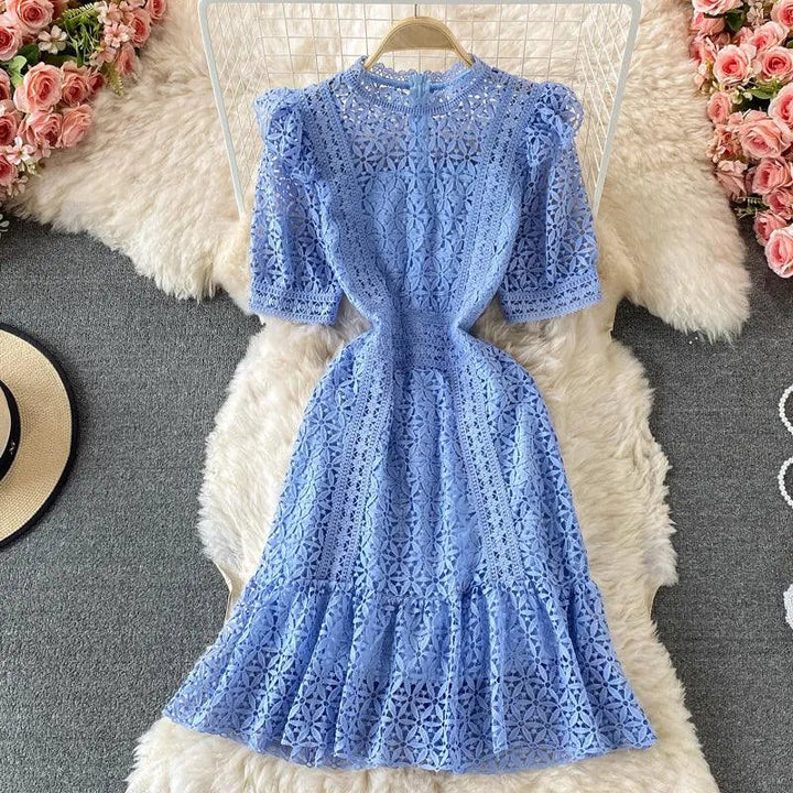 Levoire | robe courte avec col montant Bleu