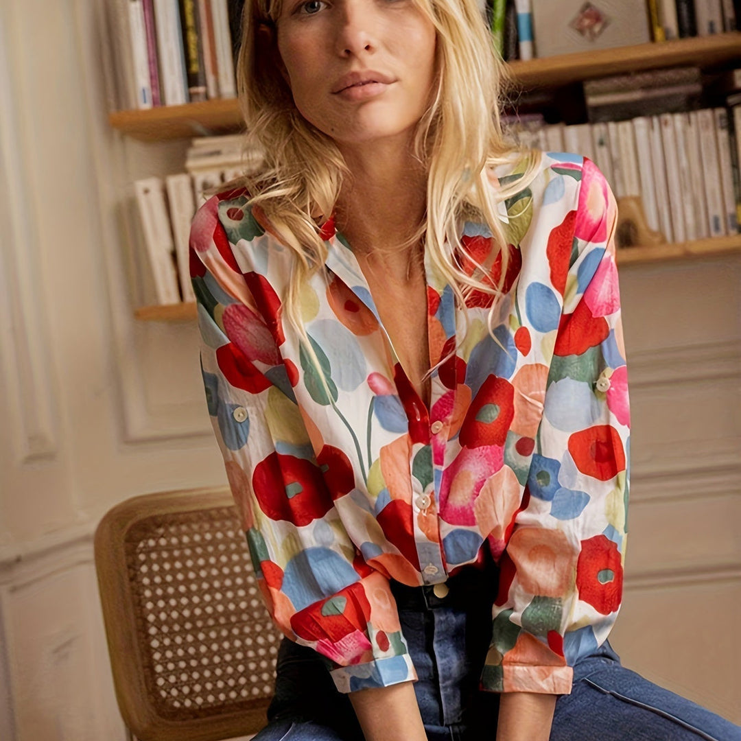 Levoire | Chemise À Manches Longues À Motif Floral Coupe Décontractée Et Boutons 2XL