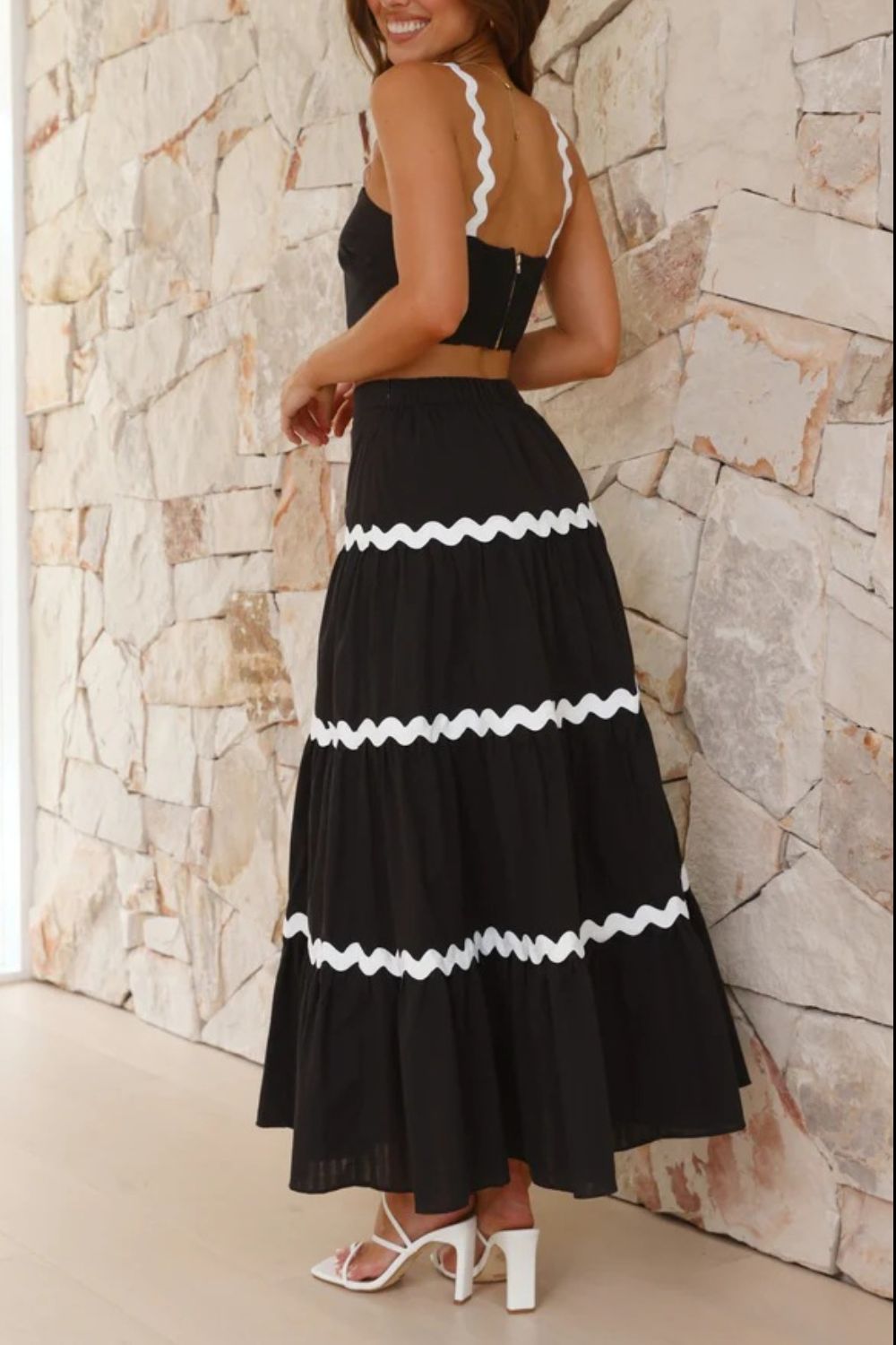 Levoire | Ensemble De Cami À Bordure Contrastante Et Jupe Maxi