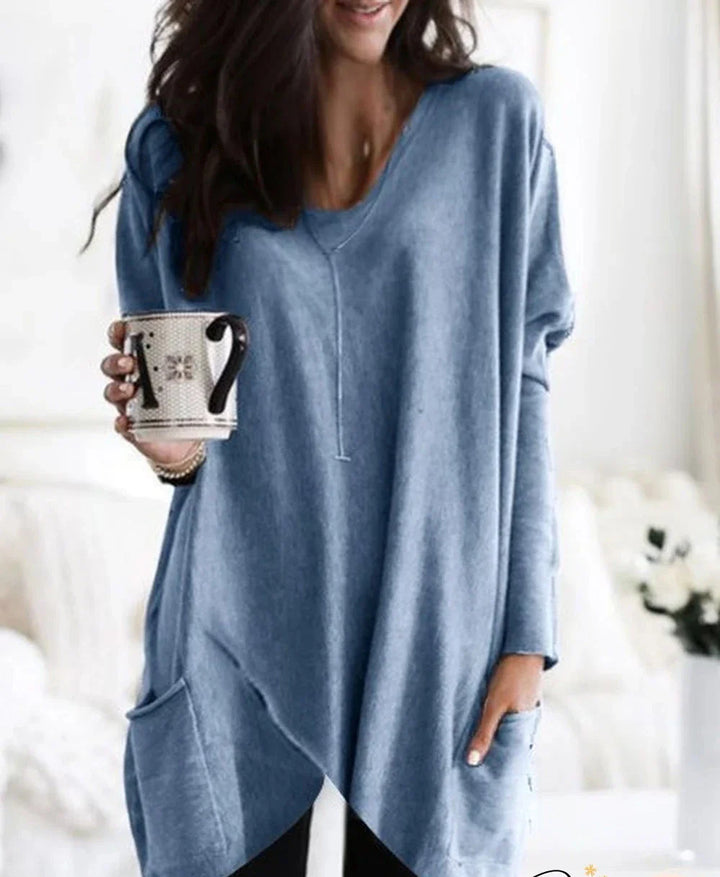 Levoire | Sweatshirt À Manches Longues Pour Femmes Avec Style Moderne Et Allongé Bleu