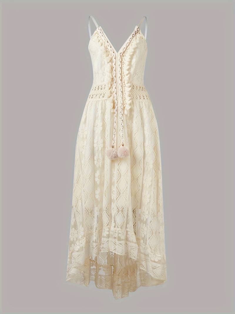 Levoire | Robe Maxi Boho D'Été Avec Bretelles Spaghetti Et Décolleté En V