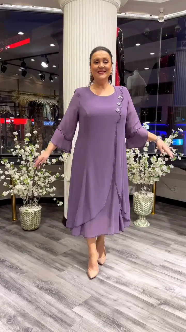 Levoire | Femmes Robe Chiffon Évasée Unie