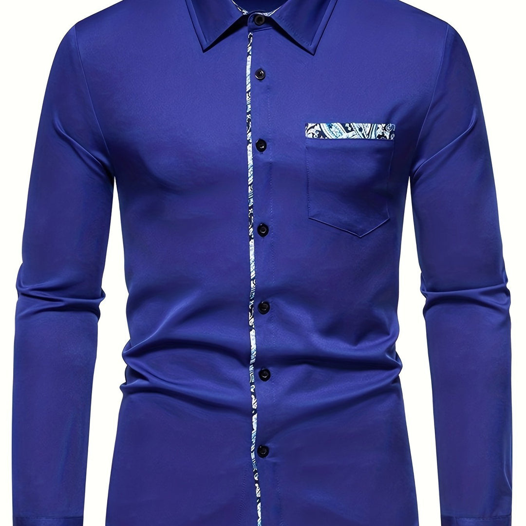 Levoire | Chemise À Col Pour Hommes À Motifs Paisley Bleu