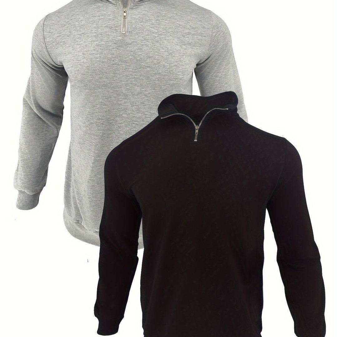 Levoire | Rento Sweatshirt Hommes Non Mélangé Avec Fermeture Éclair Mi-Longue, Manches Longues Noir Gris