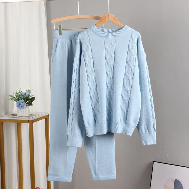 Levoire | Pull À La Mode Et Ensemble De Pantalons Parfait Pour Chaque Occasion Bleu Une taille