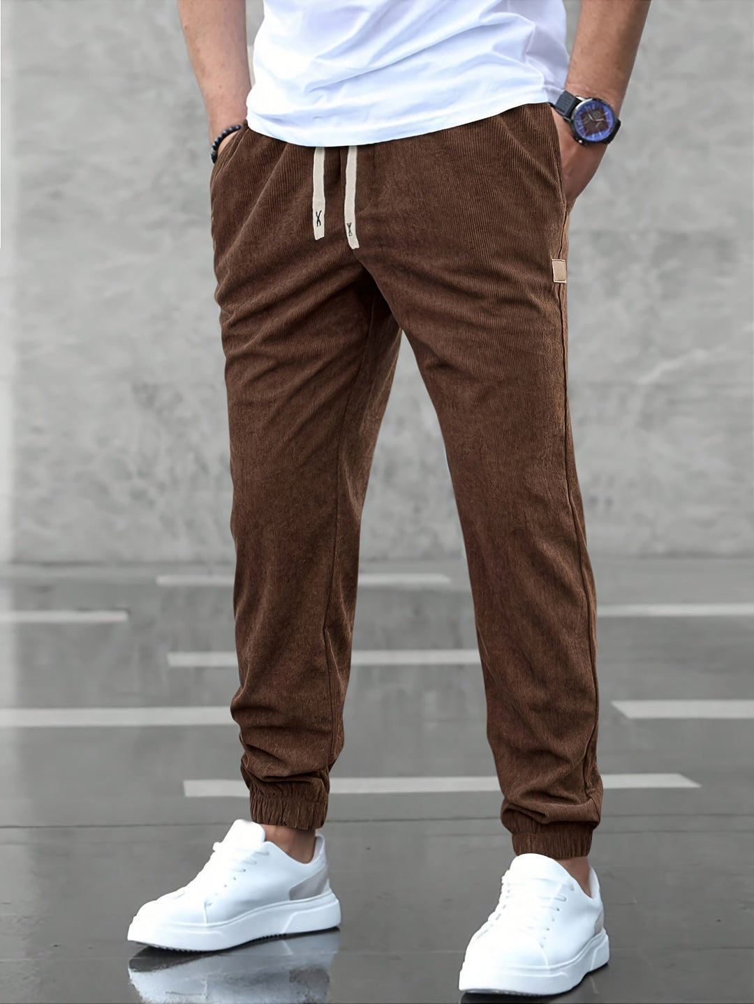 Levoire | Pantalons Jogger En Velours Côtelé Unisexe Pour Hommes Sepia