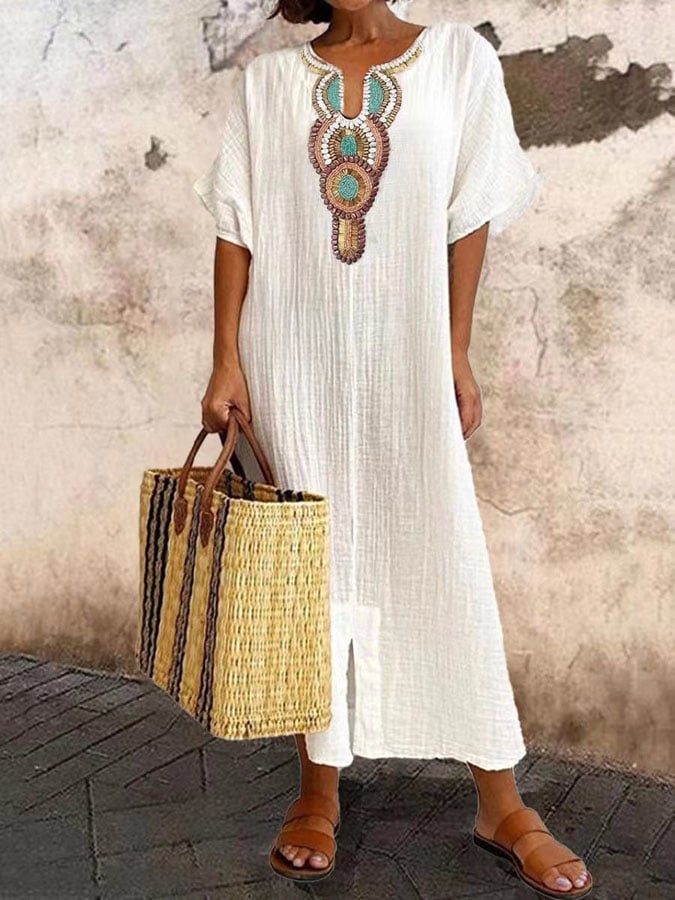 Levoire | Robe Kaftan Gratuite Pour Femmes Isla Blanc