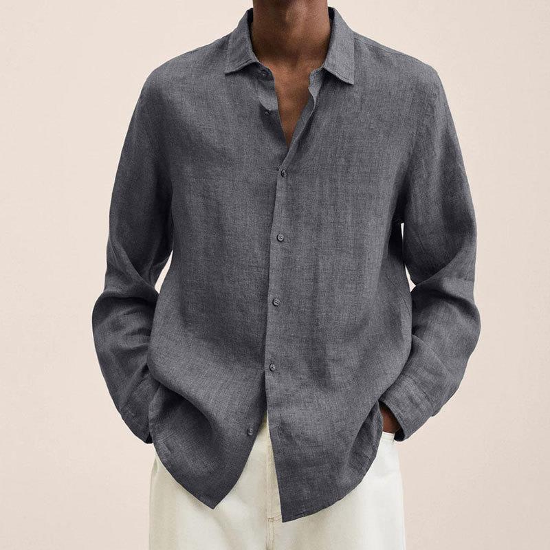 Levoire | Chemise En Lin Coupe Detendue Hommes Gris