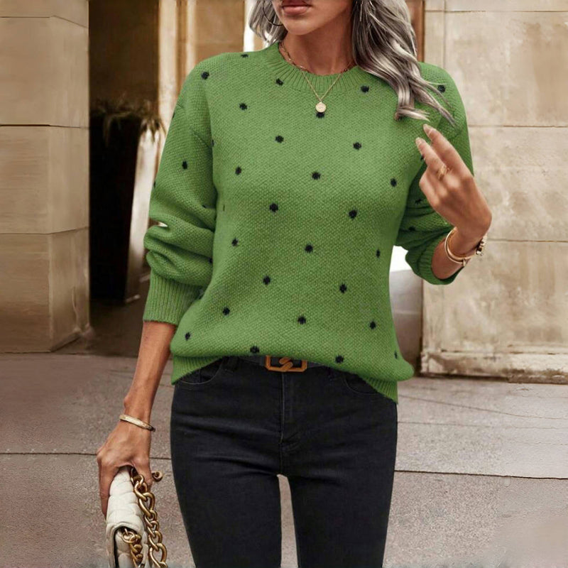 Levoire | Chic Pull Tricoté À Pois Vert