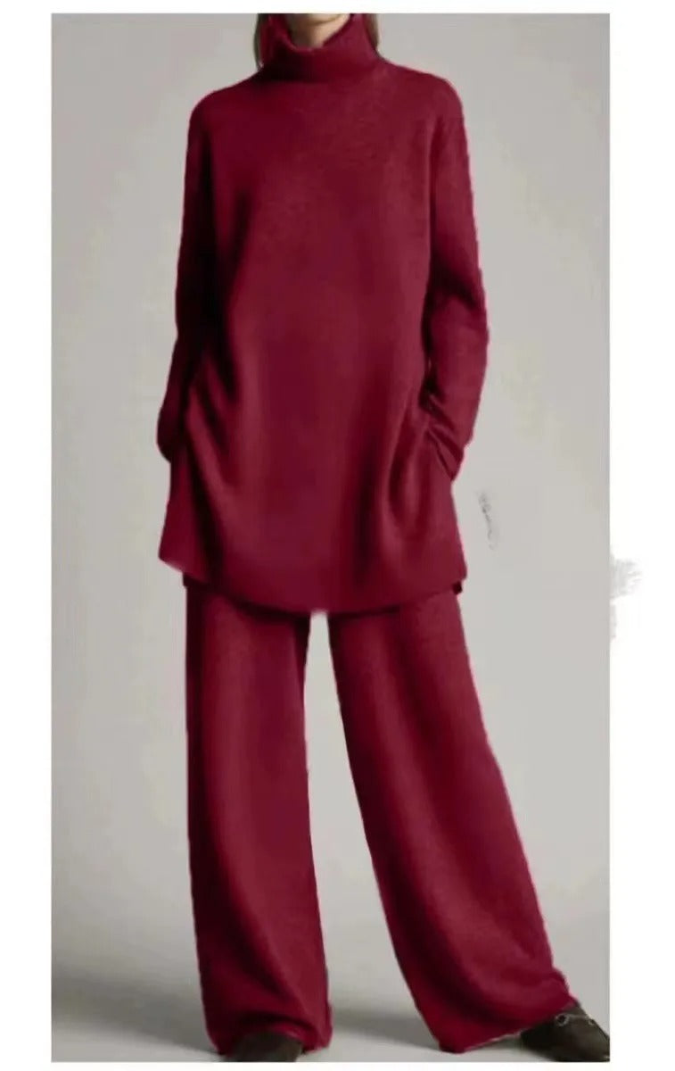 Levoire | Ensemble Élégant Avec Col Roulé Rouge bourgogne