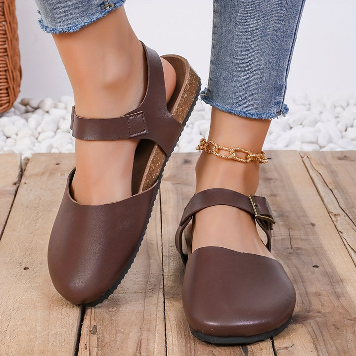 Levoire | Sandales À Talon Rétro Pour Femmes Avec Bout Fermé Marron foncé