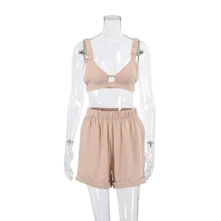 Levoire | Ensemble 3 pièces avec top en dentelle de coton contenant de la soie et un short confortable
