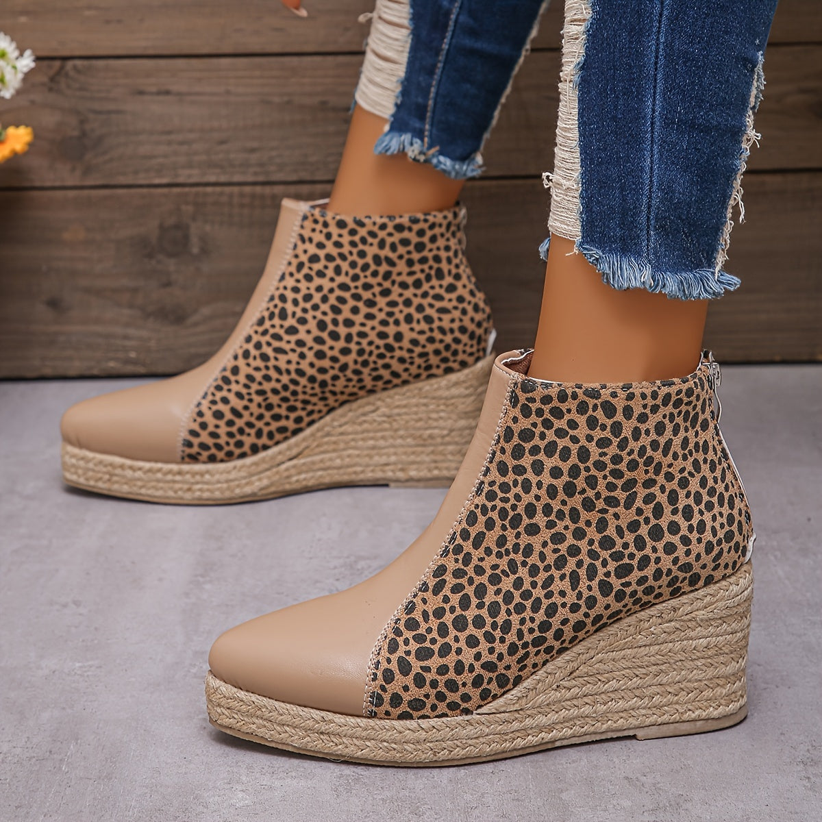 Levoire | Bottes À Chevilles En Léopard Imperméables Avec Semelle Épaisse