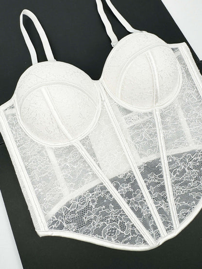 Levoire | Corset en filet transparent avec des détails en dentelle