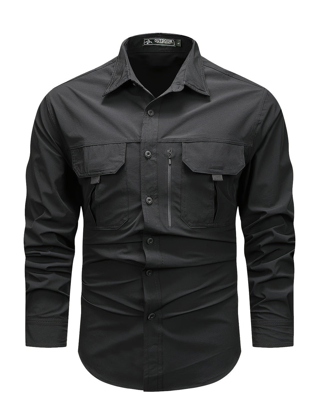 Levoire | Chemise Cargo Simple À Manches Longues Pour Hommes