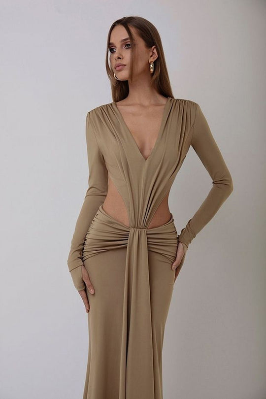 Levoire | Robe À Manches Longues À Décolleté En V Confortable