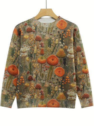 Levoire | Pull Élégant Avec Encolure Ronde Et Motif De Fleurs Et De Plantes