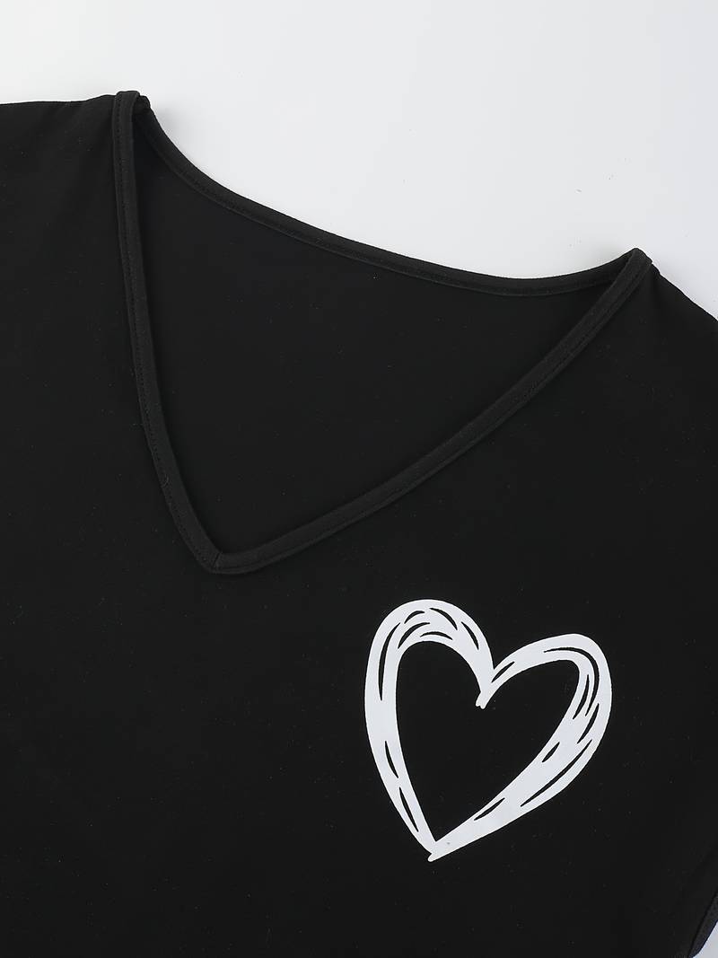 Levoire | T-Shirt Avec Imprimé Cœur Et Décolleté En V