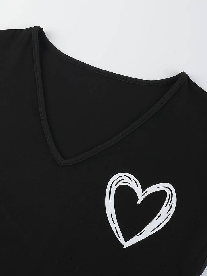 Levoire | T-Shirt Avec Imprimé Cœur Et Décolleté En V