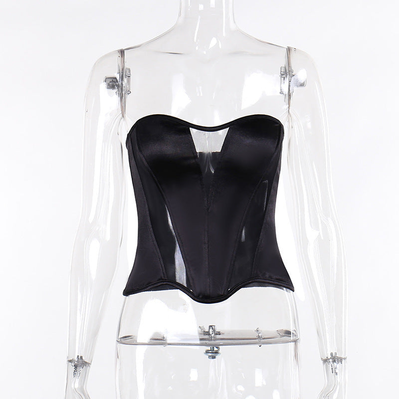 Levoire | Top Corsetto à maille transparente Noir