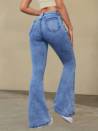 Levoire | Élégant Taille Haute Stretch Denim Flare Jeans