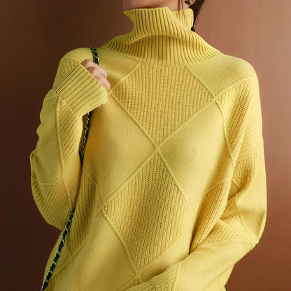 Levoire | Pull Col Roulé À Manches Long Pour Femme - Chaud Jaune