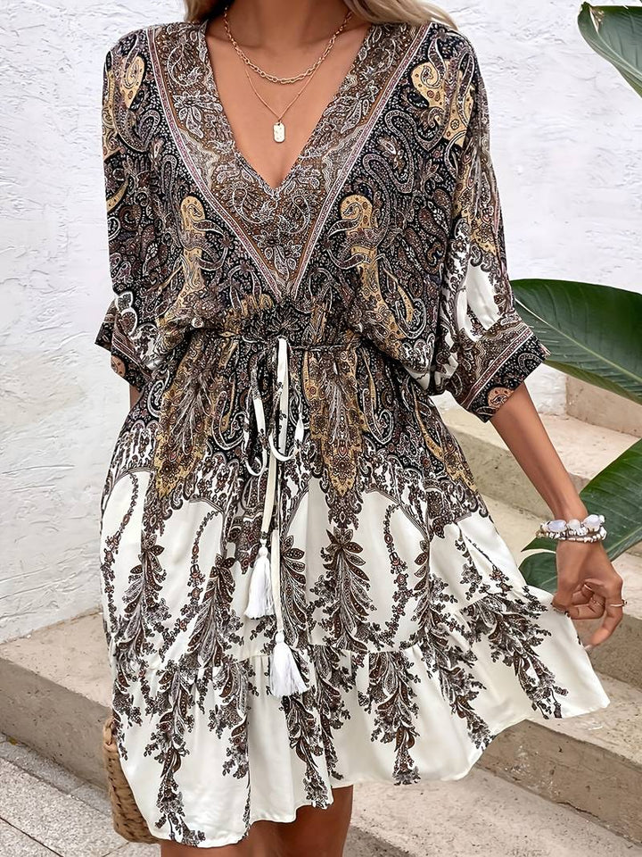 Levoire | Robe Courte Paisley Élégante Été Gris