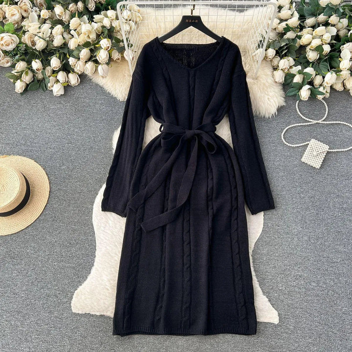 Levoire | Nouvelle robe pull élégante pour femmes Noir Taille moyenne