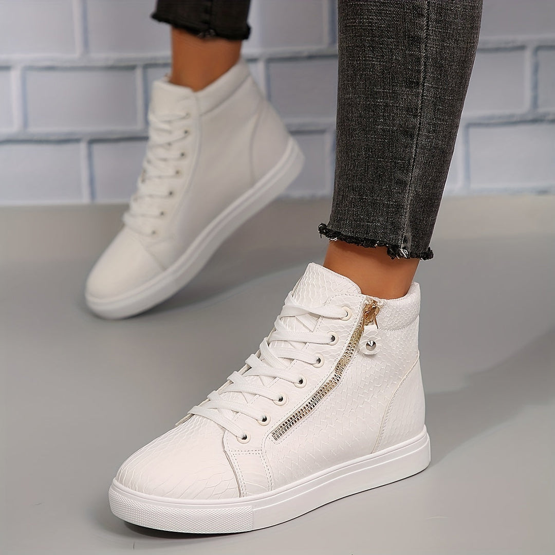 Levoire | Baskets Décontractées Simples Avec Zip Blanc