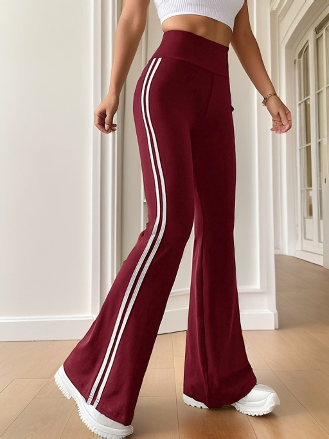 Levoire | Pantalons De Sport À Taille Haute À Rayures Noir