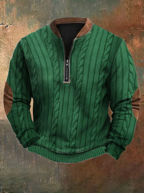 Levoire | Pull En Tricot Classique Avec Fermeture Éclair Vert