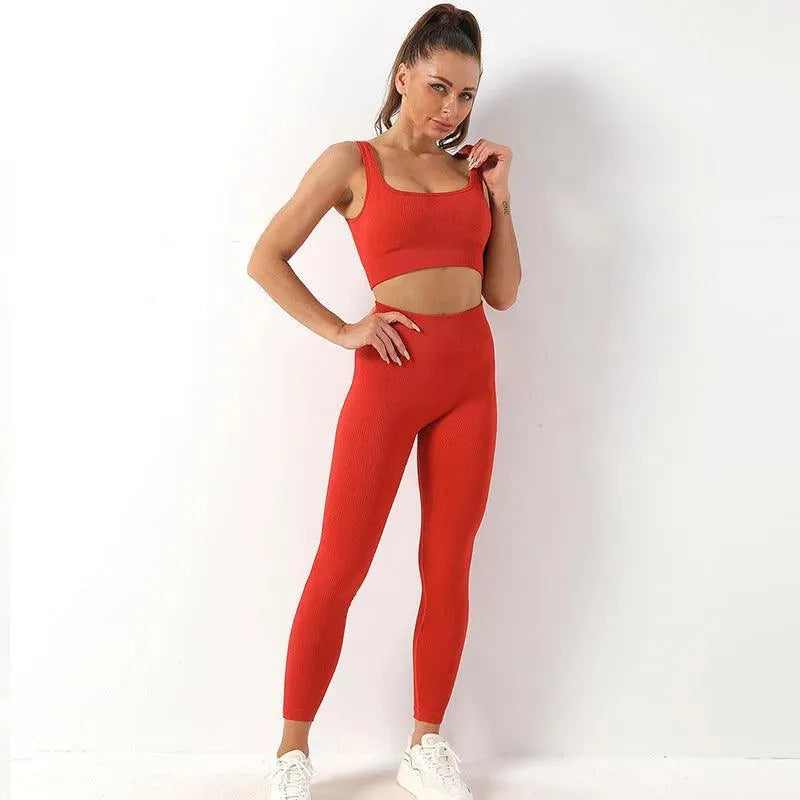 Levoire | Pantalons de yoga associés à un débardeur de yoga orange Série Olkatu