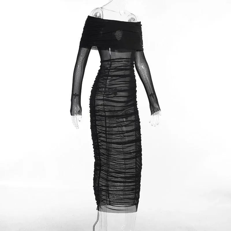 Levoire | Robe en filet noir transparente pour femmes