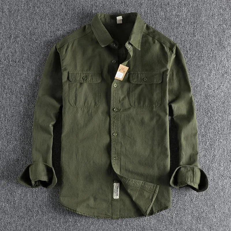 Levoire | Chemise à manches longues pour hommes multicolore Vert foncé