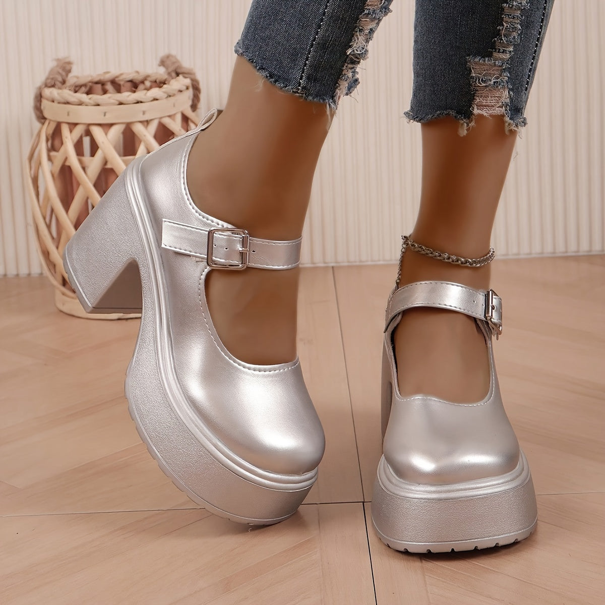 Levoire | Métalliques Argentés Talons Hauts Plateforme Chaussures Gris argenté