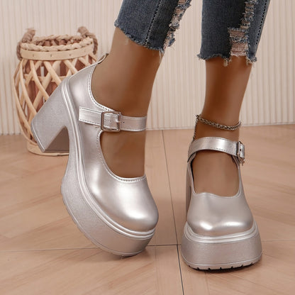 Levoire | Métalliques Argentés Talons Hauts Plateforme Chaussures Gris argenté