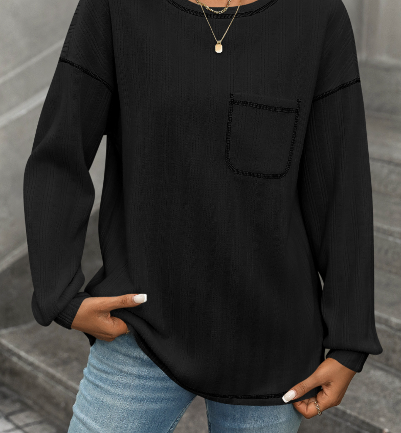 Pull décontracté pour femmes avec détails en volants et poches Levoire