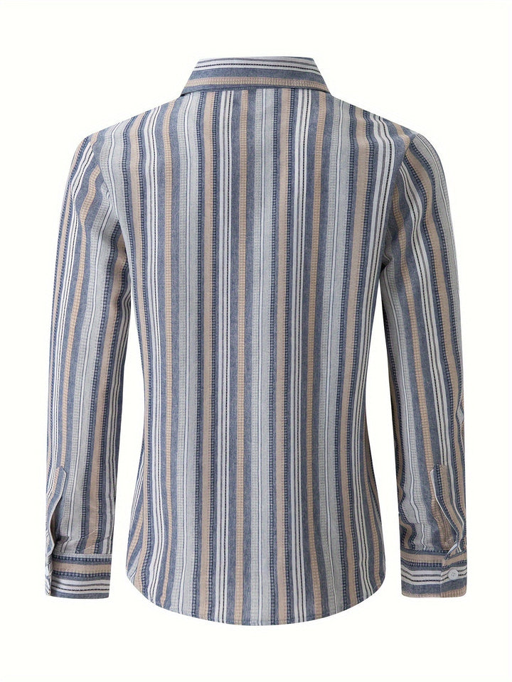 Levoire | Chemise En Coton Lin Rayée Pour Hommes Pour Un Look Décontracté