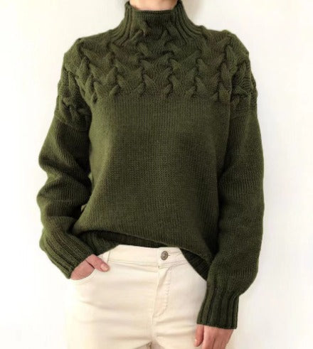 Levoire | Pull femme avec détail tissé vert Vert foncé
