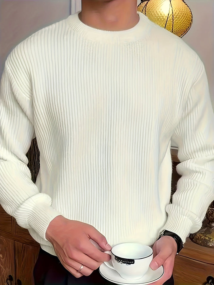Levoire | Pull-Over En Laine Pour Hommes À Col Rond Blanc