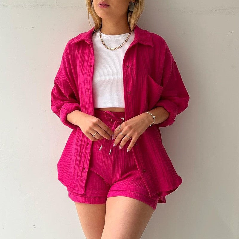 Levoire | Ensemble D'Été En Coton Rose foncé