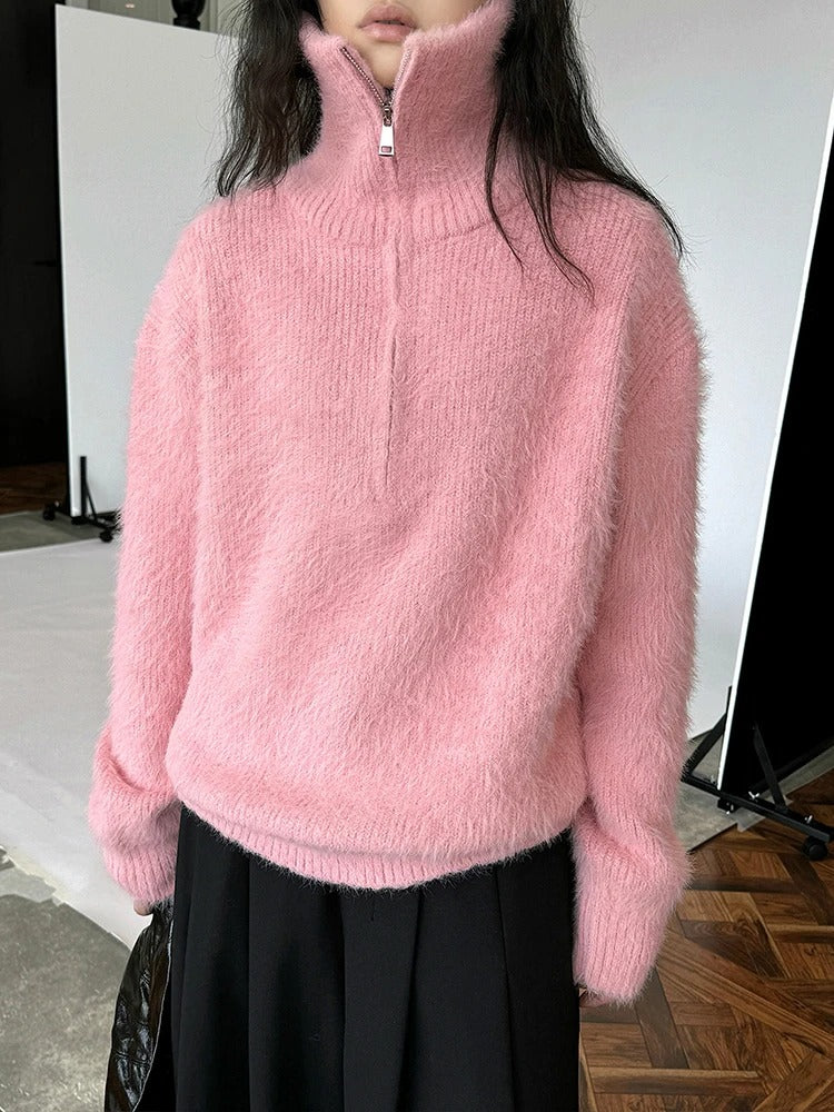 Levoire | Pull En Peluche Avec Fermeture Éclair Rosa Une taille