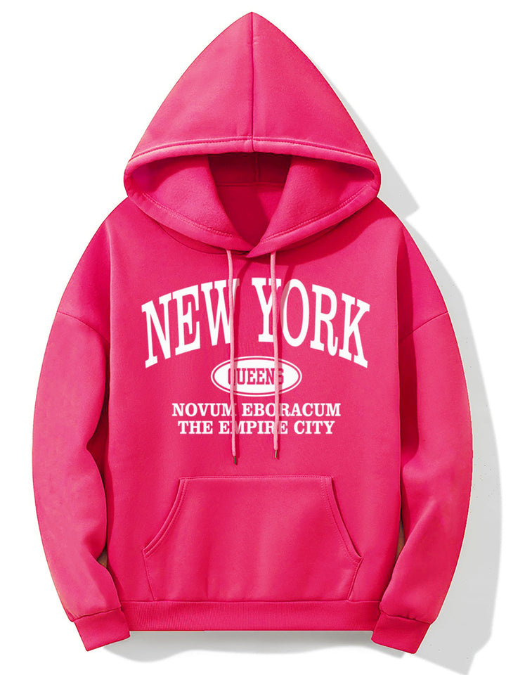 Levoire | Sweat À Capuche Avec Impression D'Imprimerie De New York Et Poche Kangourou Roses