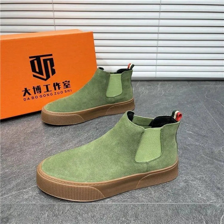 Levoire | Bottes Chelsea Hommes en velours – Style élégant et décontracté Vert
