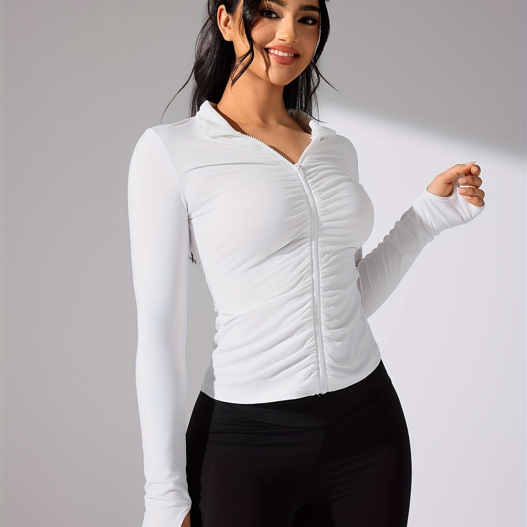 Levoire | Couleur Unique, Veste De Sport Décontractée À Manches Longues Et Fermeture Éclair Sur Toute La Longueur