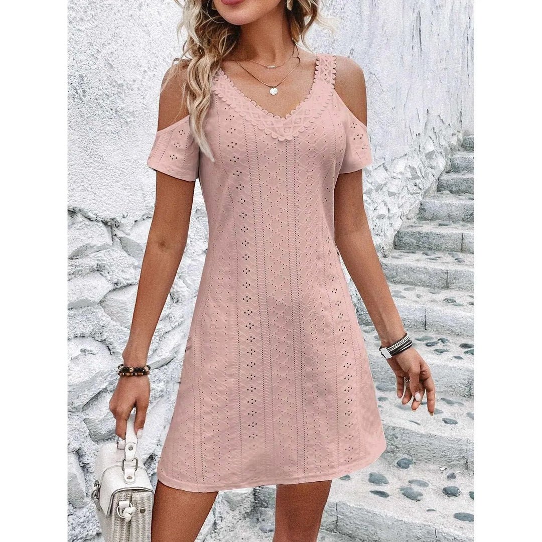 Levoire | Robe à manches courtes avec épaules nues Mode d'été Lotus