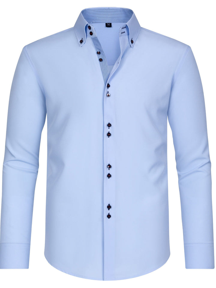 Levoire | Chemise Pour Homme Unie Avec Col Retourné Pour Des Apparitions Élégantes Bleu clair