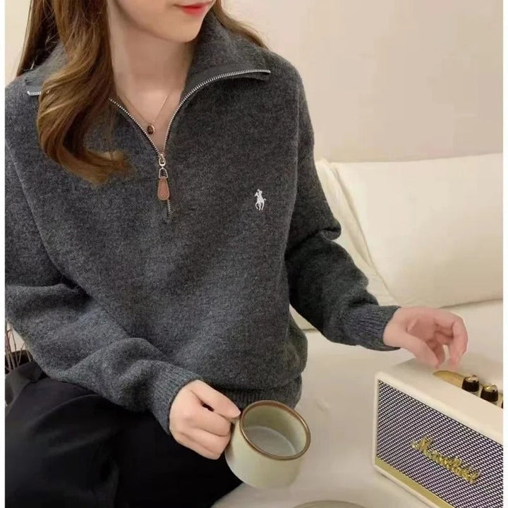 Levoire | Pull Confortable Avec Fermeture Éclair Gris Une taille