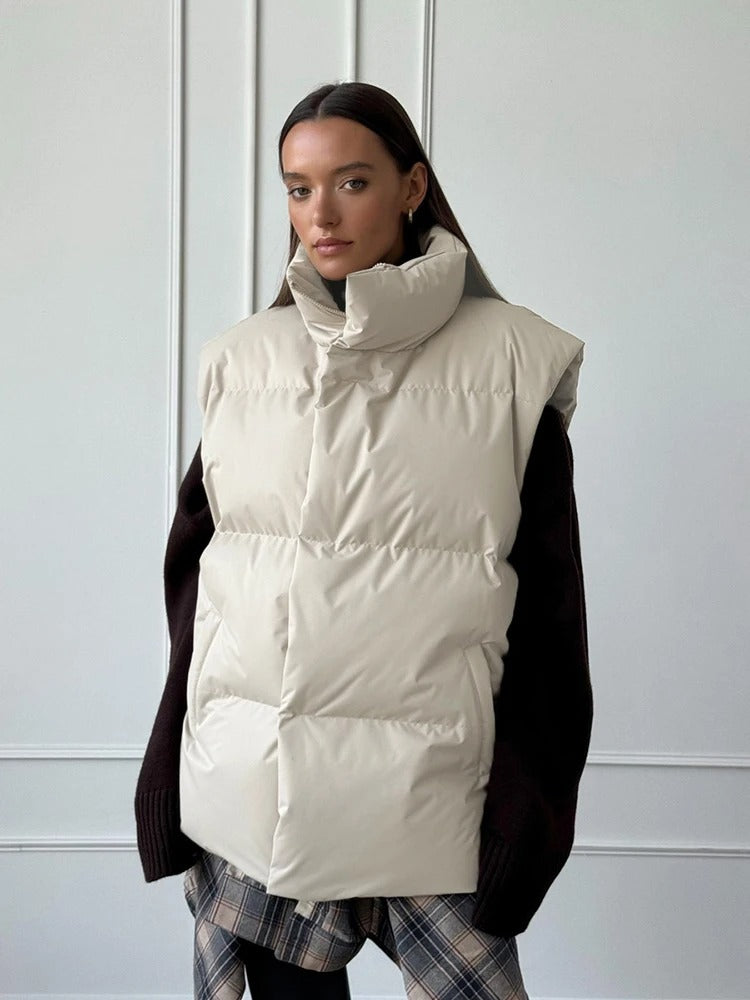 Levoire | Gilet Rembourré À Col Haut Beige