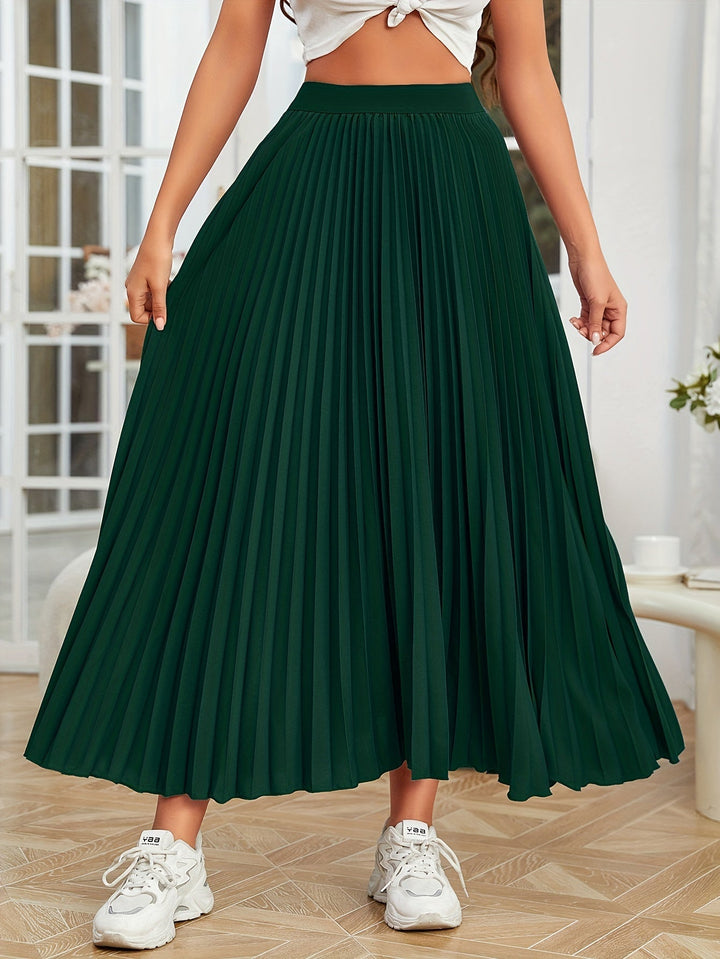 Levoire | Plissé Uni Boucle Coupe Jupe Vert foncé